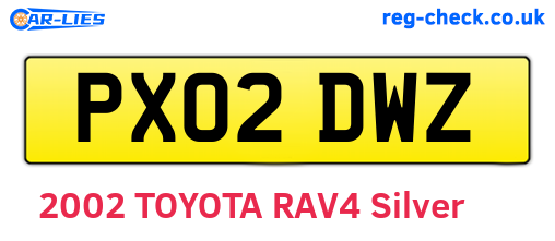 PX02DWZ are the vehicle registration plates.
