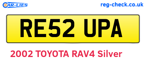 RE52UPA are the vehicle registration plates.