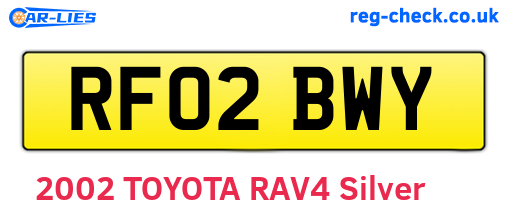 RF02BWY are the vehicle registration plates.