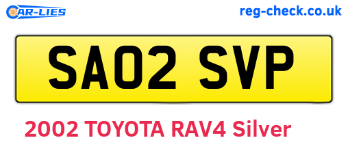 SA02SVP are the vehicle registration plates.