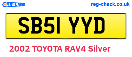 SB51YYD are the vehicle registration plates.