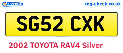 SG52CXK are the vehicle registration plates.