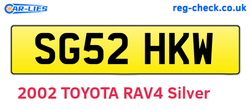 SG52HKW are the vehicle registration plates.