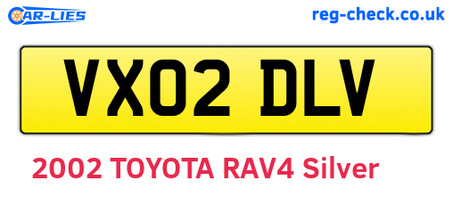 VX02DLV are the vehicle registration plates.