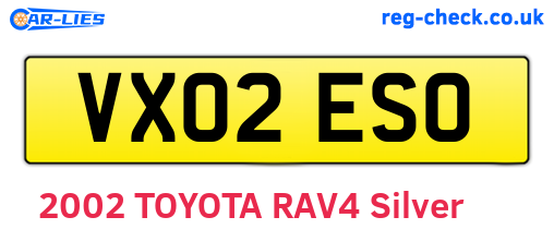 VX02ESO are the vehicle registration plates.