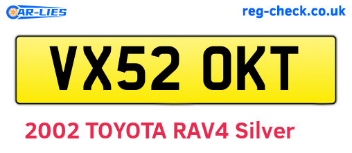 VX52OKT are the vehicle registration plates.