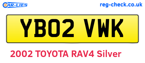 YB02VWK are the vehicle registration plates.