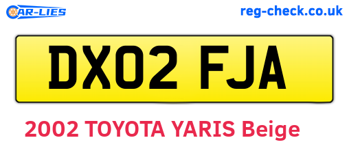 DX02FJA are the vehicle registration plates.