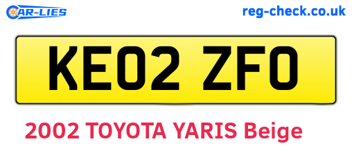 KE02ZFO are the vehicle registration plates.