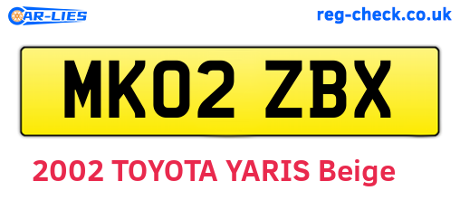 MK02ZBX are the vehicle registration plates.
