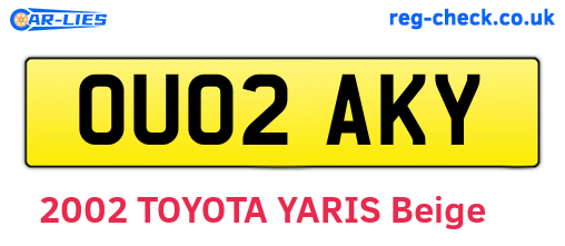 OU02AKY are the vehicle registration plates.