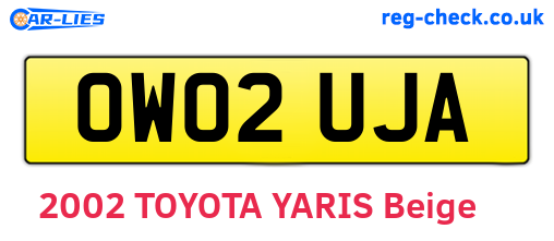 OW02UJA are the vehicle registration plates.