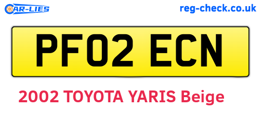 PF02ECN are the vehicle registration plates.