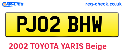 PJ02BHW are the vehicle registration plates.