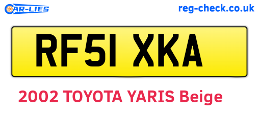 RF51XKA are the vehicle registration plates.