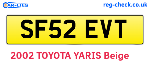 SF52EVT are the vehicle registration plates.