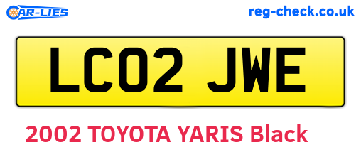 LC02JWE are the vehicle registration plates.