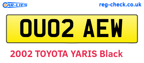 OU02AEW are the vehicle registration plates.