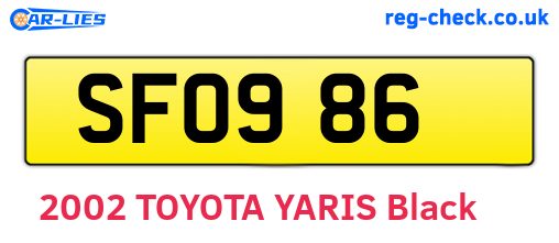 SFO986 are the vehicle registration plates.
