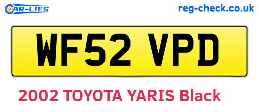 WF52VPD are the vehicle registration plates.