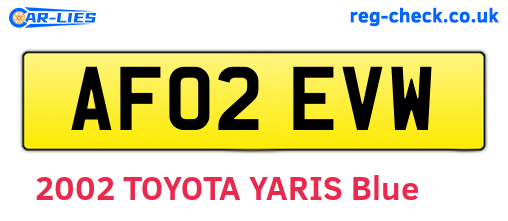 AF02EVW are the vehicle registration plates.