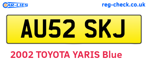 AU52SKJ are the vehicle registration plates.