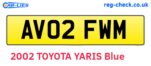 AV02FWM are the vehicle registration plates.
