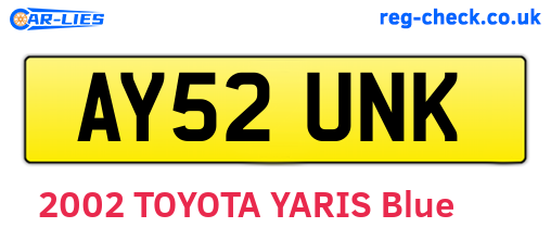 AY52UNK are the vehicle registration plates.