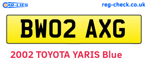 BW02AXG are the vehicle registration plates.