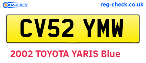 CV52YMW are the vehicle registration plates.