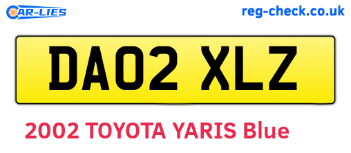DA02XLZ are the vehicle registration plates.
