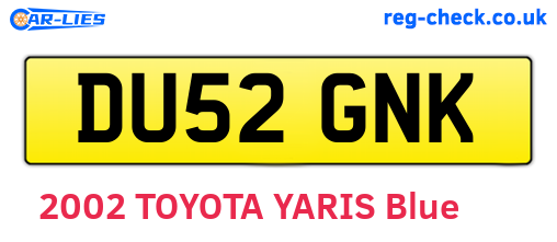 DU52GNK are the vehicle registration plates.