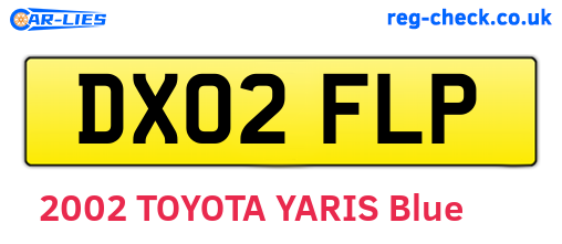 DX02FLP are the vehicle registration plates.
