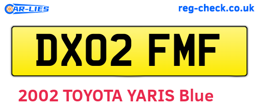 DX02FMF are the vehicle registration plates.