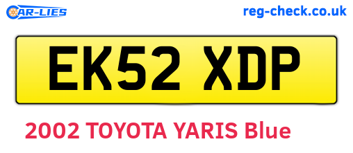 EK52XDP are the vehicle registration plates.