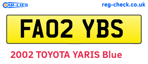 FA02YBS are the vehicle registration plates.