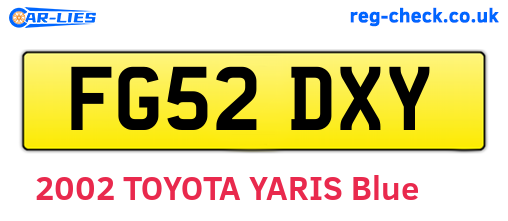 FG52DXY are the vehicle registration plates.