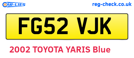 FG52VJK are the vehicle registration plates.
