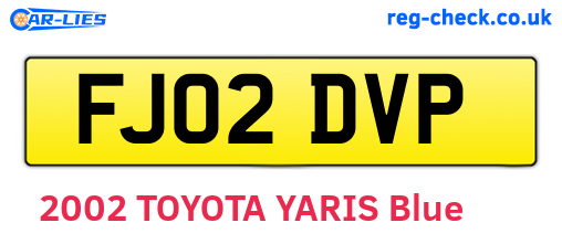 FJ02DVP are the vehicle registration plates.