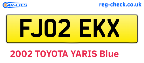 FJ02EKX are the vehicle registration plates.