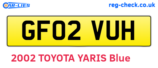GF02VUH are the vehicle registration plates.
