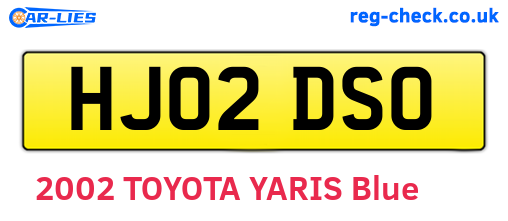 HJ02DSO are the vehicle registration plates.