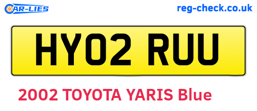 HY02RUU are the vehicle registration plates.