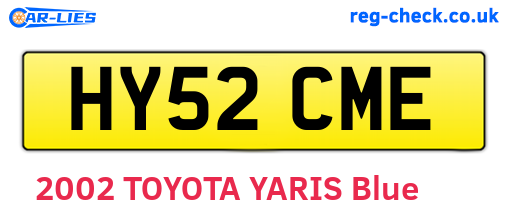 HY52CME are the vehicle registration plates.