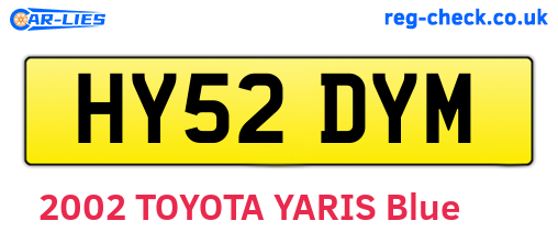 HY52DYM are the vehicle registration plates.