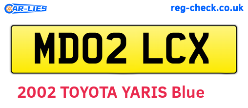 MD02LCX are the vehicle registration plates.