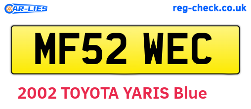 MF52WEC are the vehicle registration plates.