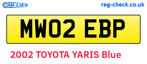 MW02EBP are the vehicle registration plates.