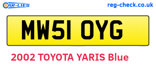 MW51OYG are the vehicle registration plates.