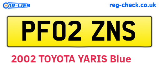 PF02ZNS are the vehicle registration plates.